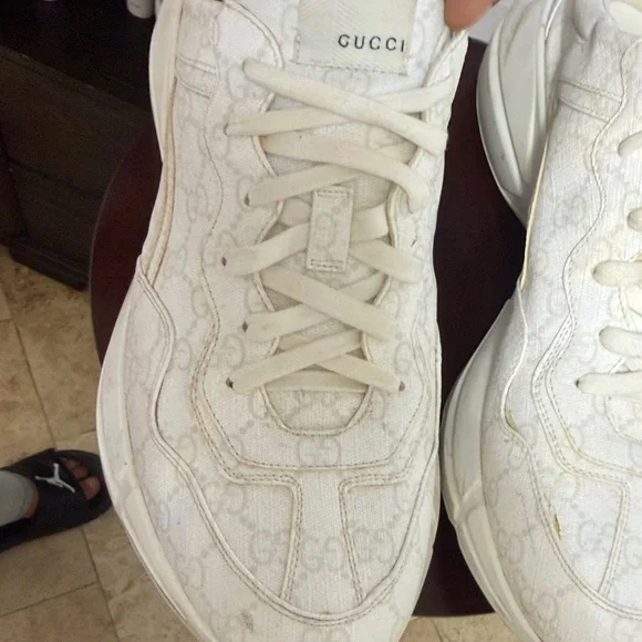 Gucci Cream Textured Sneakers